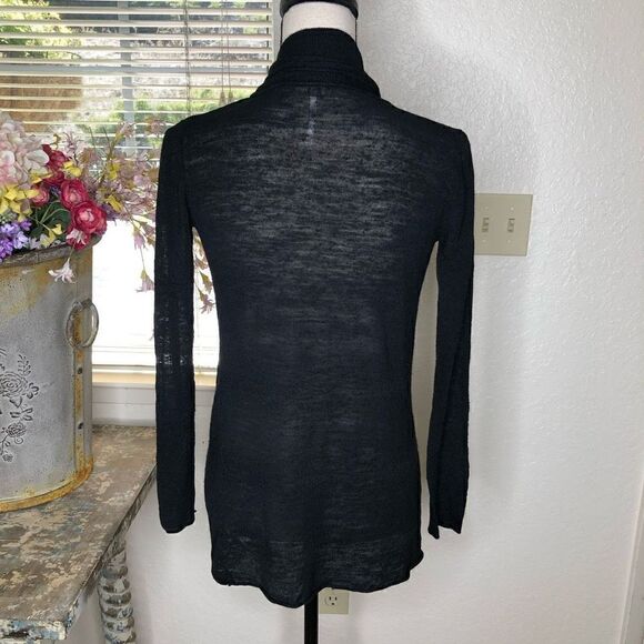 Margaret O’Leary Linen Blend Black One Button Cardigan Sweater - Picture 4 of 14